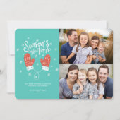 Hygge Mittens 2フォトクリスマスホリデーフラットカード シーズンカード (正面)