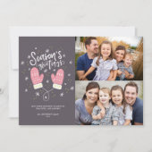 Hygge Mittens 2フォトクリスマスホリデーフラットカード シーズンカード (正面)