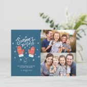 Hygge Mittens 2フォトクリスマスホリデーフラットカード シーズンカード (スタンド正面)