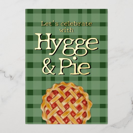 Hygge Scandinavian style plaid foil invitation 箔シーズンカード (正面)
