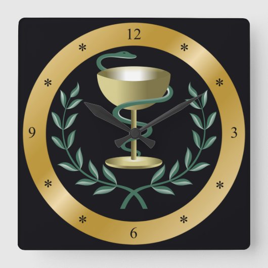 Hygieia~Pharmacy~Apothecary~Dispenssryの~のボール スクエア壁時計 (正面)