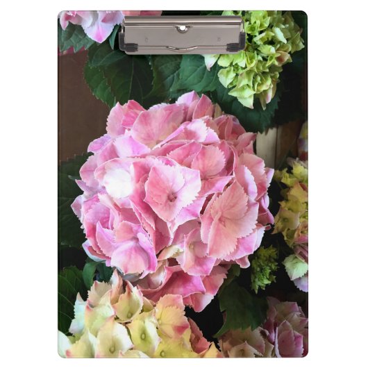 Hygrangeaのかわいらしいピンクのクリップボード クリップボード (正面)