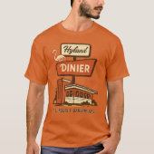 Hyland Diner Danvers, MA Retro Route 1 Roadside Di Tシャツ (正面)