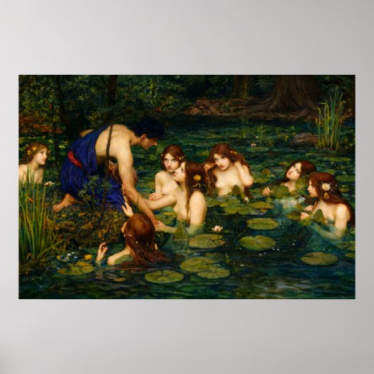 Hylas and the Nymphs by John William Waterhouse ポスター (正面)