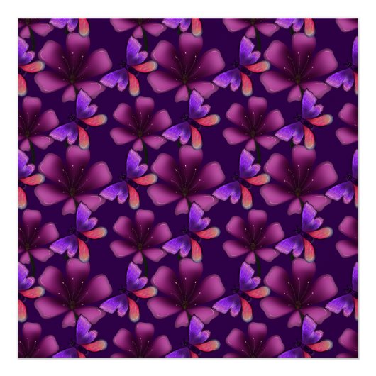 Hyper-Bloom Purple Butterfly: Dark Maximalist Flor ポスター (正面)