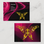 HYPER BUTTERFLY-アンティーク赤ピンク黒イエロー 名刺 (正面/裏面)