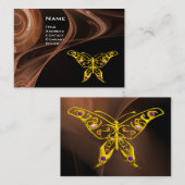 HYPER BUTTERFLY – 明るい茶色の黒い黄色の白 名刺 (正面/裏面)