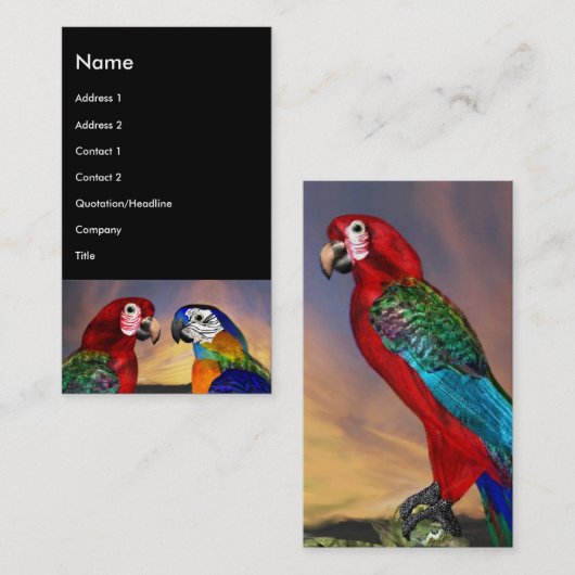 HYPER PARROTS /赤と青のARA，黒 名刺 (正面/裏面)