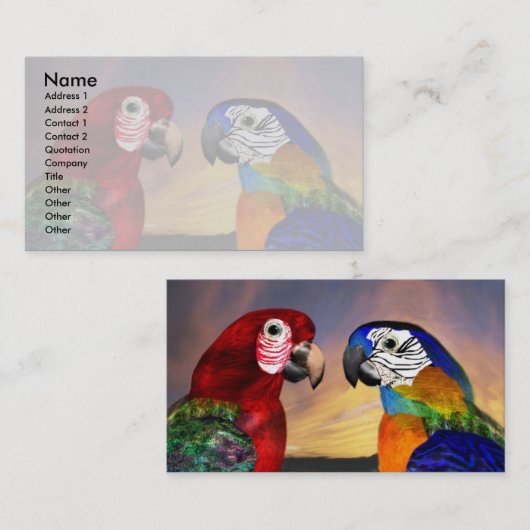 HYPER PARROTS /赤と青ARA，白 名刺 (正面/裏面)