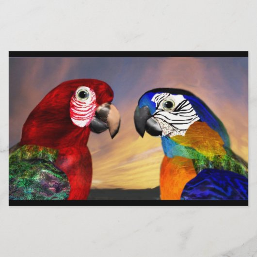 HYPER PARROTS /赤と青ARA，黒 便箋 (正面)