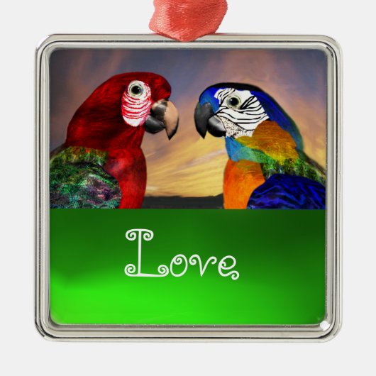 HYPER PARROTS / BLUE AND RED ARA Emerald Love メタルオーナメント (正面)