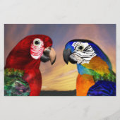 HYPER PARROTS / RED AND BLUE ARA ，緑の文房具 便箋 (正面)