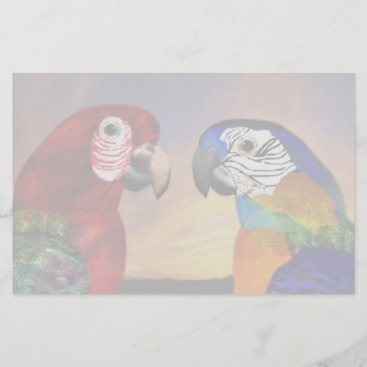 HYPER PARROTS / RED AND BLUE ARA ，緑の文房具 便箋 (裏面)