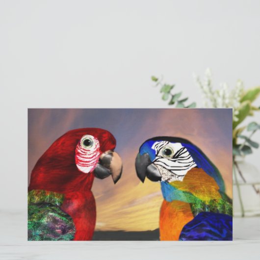 HYPER PARROTS / RED AND BLUE ARA ，緑の文房具 便箋 (スタンド正面)