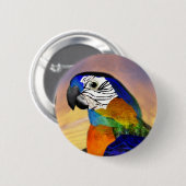 HYPER PARROTS/RED AND BLUE ARA 缶バッジ (正面&裏面)