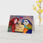 HYPER PARROTS / RED AND BLUE ARA Mother's Day カード (黄色い花)