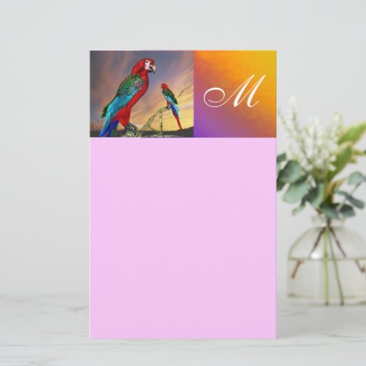 HYPER PARROTS / RED ARA MONOGRAM ,ピンク 便箋 (スタンド正面)