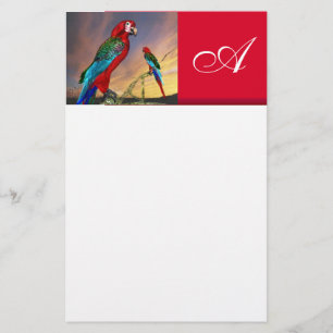 HYPER PARROTS / RED ARA MONOGRAM ,白 便箋