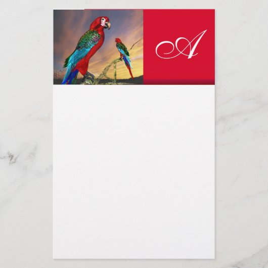 HYPER PARROTS / RED ARA MONOGRAM ,白 便箋 (正面)