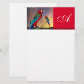 HYPER PARROTS / RED ARA MONOGRAM ,白 便箋 (正面/裏面)