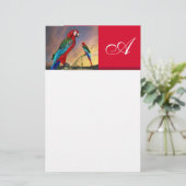 HYPER PARROTS / RED ARA MONOGRAM ,白 便箋 (スタンド正面)