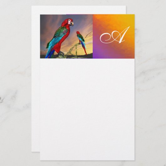 HYPER PARROTS / RED ARA MONOGRAM ，白 便箋 (正面/裏面)