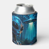 Hyper RealisticエイリアンとUFO in the Forest 缶クーラー (缶正面)