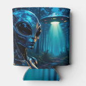 Hyper RealisticエイリアンとUFO in the Forest 缶クーラー (裏面)