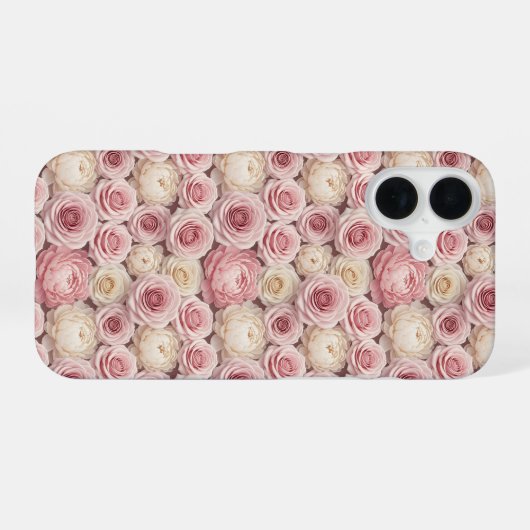 Hyper-Realistic 3D Pastel Rose & Peony iPhone 16ケース (裏面横)
