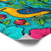 Hyper-Saturated Neon Pop Art Fabric Pattern ポスター (角)