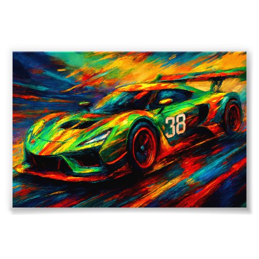 hyper stylized racing car フォトプリント            (正面)