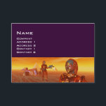 HYPERION Science Fictionの砂漠でサイボーグがアレス 名刺<br><div class="desc">金属クロム反射、芸術的カラフル、明るいSF画像。アレスのサイボーグキャラクター、3DムービーHyperionからのアニメーションフレーム。</div>