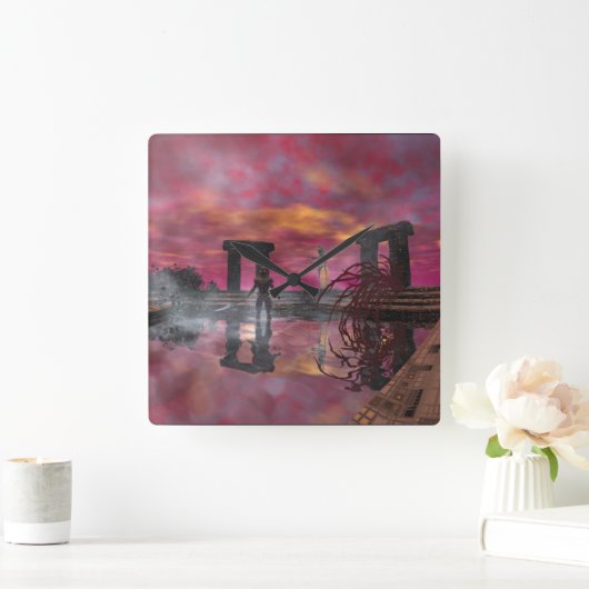 HYPERION TEMPLE OF WATER Science Fiction, Sci-Fi スクエア壁時計 (ホーム)