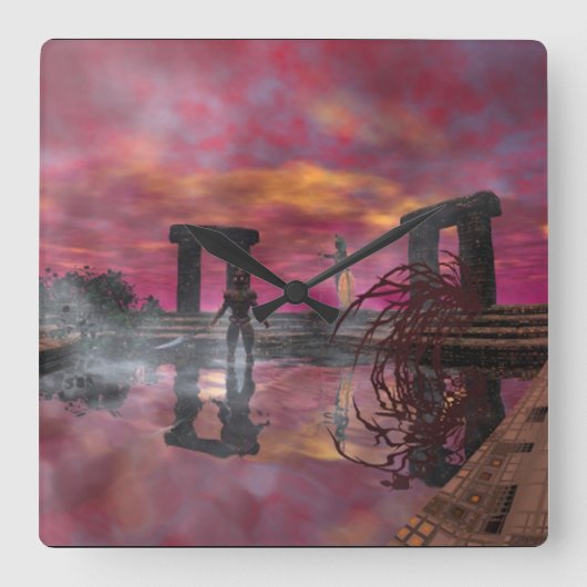 HYPERION TEMPLE OF WATER Science Fiction, Sci-Fi スクエア壁時計 (正面)