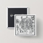 「Hypnerotomachia Poliphili」aからの庭場面、 缶バッジ (正面&裏面)