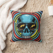 Hypno Colorful Skull With Glasses クッション (ブランケット)