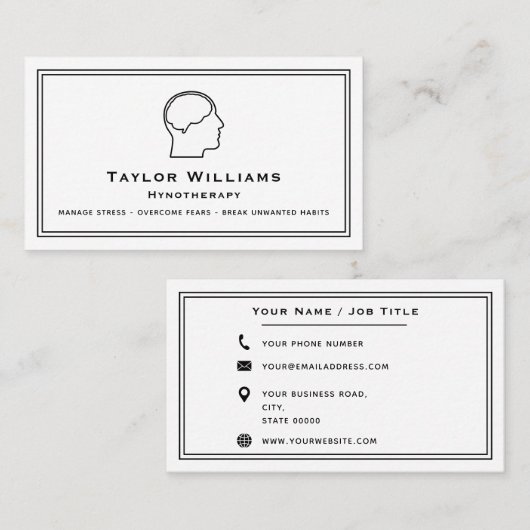 Hypnotherapy Psychiatrist Psychologist Mindfulness 名刺 (正面/裏面)