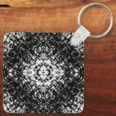 Hypnotic Abstract Black And White Modern Art キーホルダー (裏面)