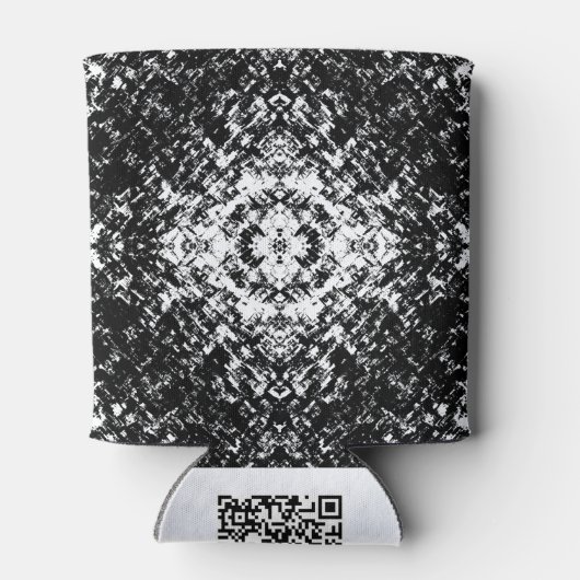 Hypnotic Abstract Black And White Modern Art 缶クーラー (裏面)