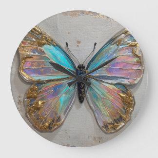 Hypnotic Floral Color Flow Close-Up ラージ壁時計