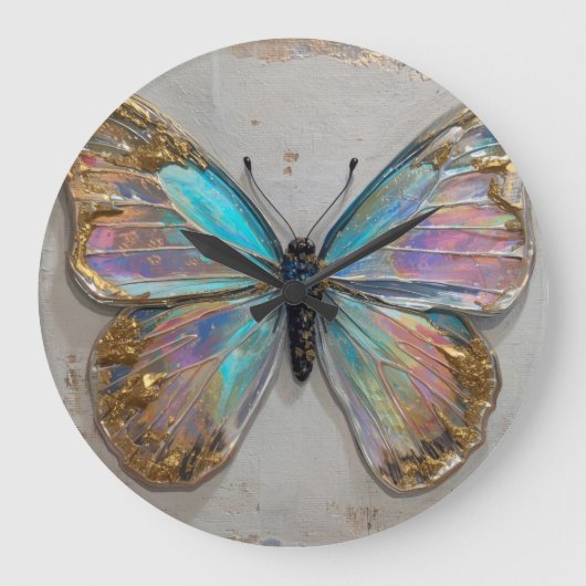 Hypnotic Floral Color Flow Close-Up ラージ壁時計 (正面)