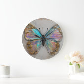 Hypnotic Floral Color Flow Close-Up ラージ壁時計 (ホーム)