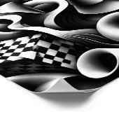 Hypnotic Monochrome Geometry – 3D Optical Illusion ポスター (角)