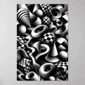 Hypnotic Monochrome Geometry – 3D Optical Illusion ポスター (正面)