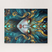 Hypnotic Neon Goddess with Glowing Spiral Eyes ジグソーパズル (横)
