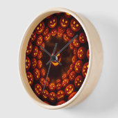 Hypnotic Pumpkin Vortex Clock | Halloween Glow Art 壁時計 (傾斜)