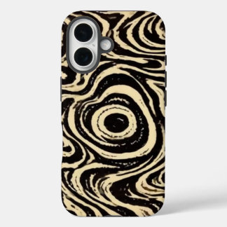 Hypnotic Swirl Black & Cream Abstract Phone Case iPhone 16ケース