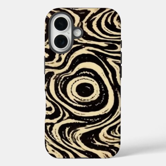 Hypnotic Swirl Black & Cream Abstract Phone Case Case-Mate iPhoneケース (裏面)