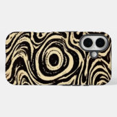 Hypnotic Swirl Black & Cream Abstract Phone Case Case-Mate iPhoneケース (裏面 (横))