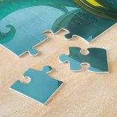 Hypnotic Turquoise Goddess with Glowing Spiral Eye ジグソーパズル (側面)